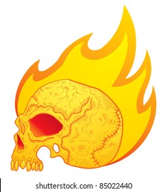 Illustration of the skull in flames