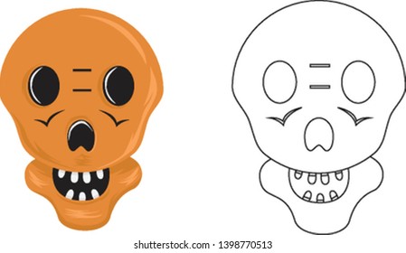 illustration of a skull, with a flat style and an outline