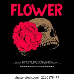 illustration Skull flower art for streetwear design graphic