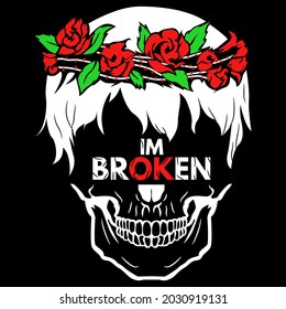 Illustration of Skull Flower design