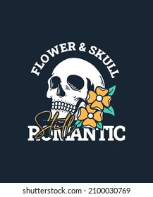 Illustration of Skull with Flower on Summer Holiday