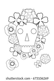 the illustration - the skull and the flowers.