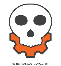 illustration of skull and gear isolated on white background