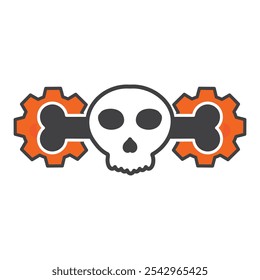 illustration of skull and gear isolated on white background