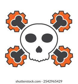 illustration of skull and gear isolated on white background