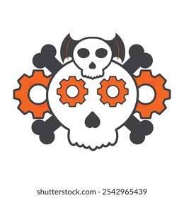 illustration of skull and gear isolated on white background