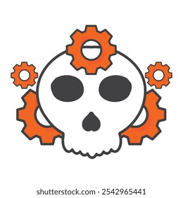 illustration of skull and gear isolated on white background