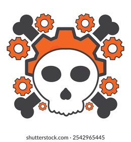 illustration of skull and gear isolated on white background