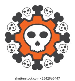 illustration of skull and gear isolated on white background