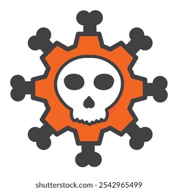 illustration of skull and gear isolated on white background