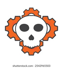 illustration of skull and gear isolated on white background