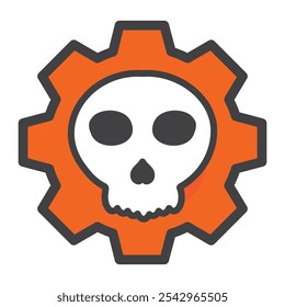 illustration of skull and gear isolated on white background