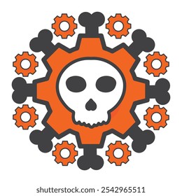 illustration of skull and gear isolated on white background