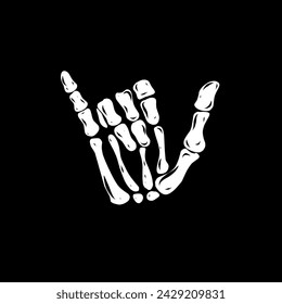 Illustration of a skull hand forming a two finger