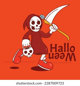 Illustration skull for happy halloween day	
