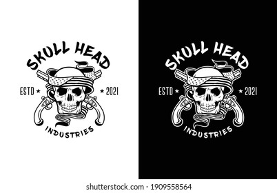 illustration of skull head with American flag