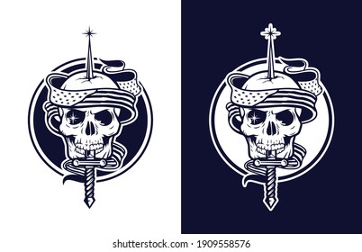 illustration of skull head with American flag