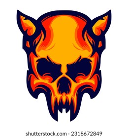 Illustration skull head art logo mascot design