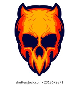 Illustration skull head art logo mascot design
