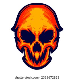 Illustration skull head art logo mascot design