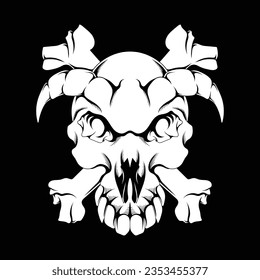 illustration of the skull head of the cruel pirate emblem