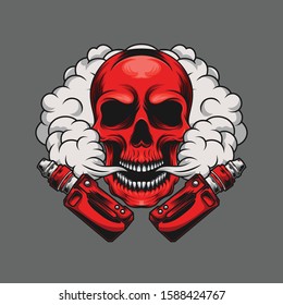 Illustration of skull head vaping