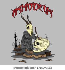illustration skull in hell vectort art