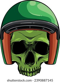 illustration of skull with helmet