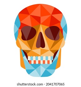 Illustration of skull. Icon in abstract style. Bright color image for cards and posters.