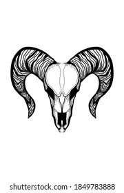 illustration of skull of lamb for tattoo design