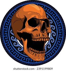illustration of Skull with mandala on background