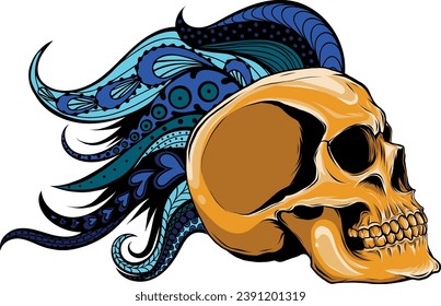 illustration of Skull with mandala on background