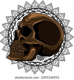 illustration of Skull with mandala on background