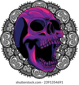 illustration of Skull with mandala on background