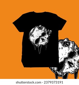 illustration skull and masroom dheat metal artwork for t shirt merchandise