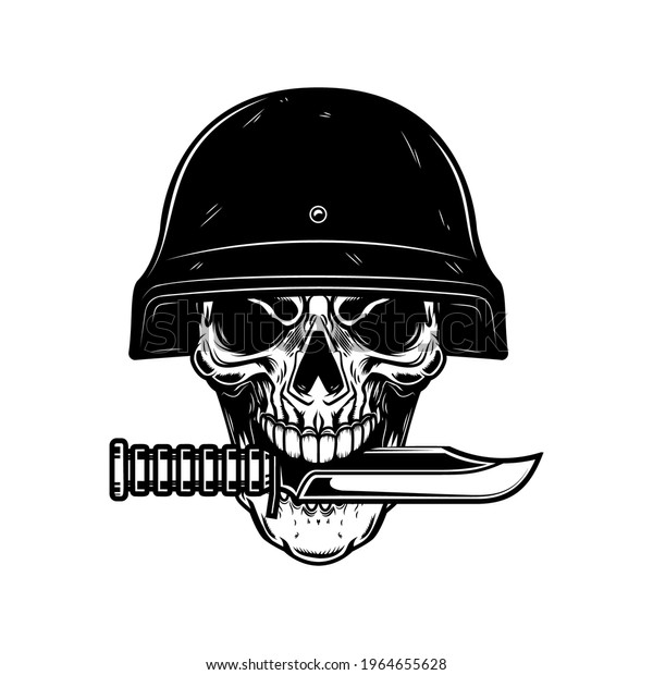 Illustration Skull Military Helmet Knife Teeth Stock Vector (Royalty ...