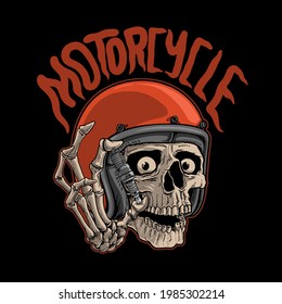 illustration skull motorcycle ,premium vector