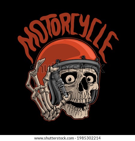 illustration skull motorcycle ,premium vector