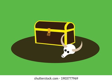Illustration of a Skull and Mysterious Box