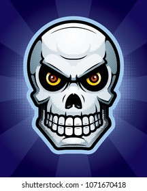 An illustration of a skull on a background.