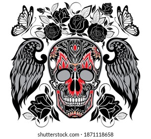 Illustration of skull. On white background