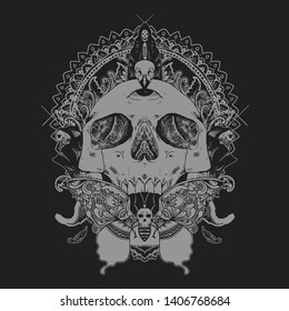 Illustration of skull with ornament variation, cool for t-shirt print