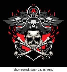 Illustration of skull pirates skull available for your custom project