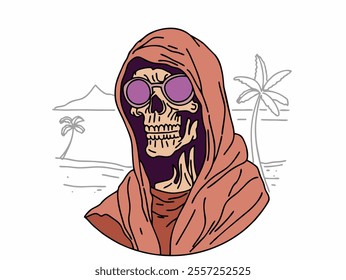 ILLUSTRATION OF A SKULL RELAXING IN OLDSCHOOL AND MODERN STYLE. VECTOR FILES