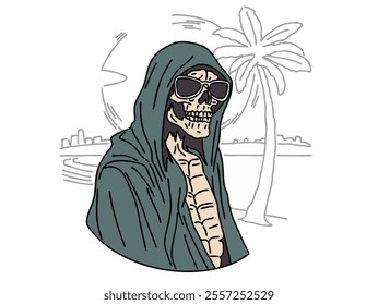 ILLUSTRATION OF A SKULL RELAXING IN OLDSCHOOL AND MODERN STYLE. VECTOR FILES