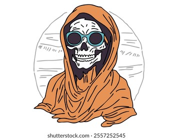 ILLUSTRATION OF A SKULL RELAXING IN OLDSCHOOL AND MODERN STYLE. VECTOR FILES