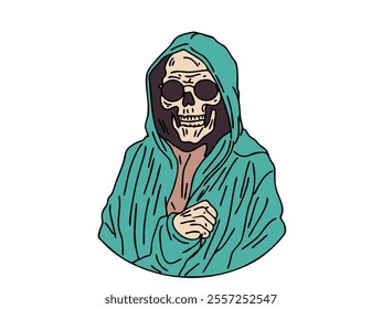 ILLUSTRATION OF A SKULL RELAXING IN OLDSCHOOL AND MODERN STYLE. VECTOR FILES