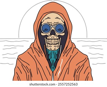 ILLUSTRATION OF A SKULL RELAXING IN OLDSCHOOL AND MODERN STYLE. VECTOR FILES