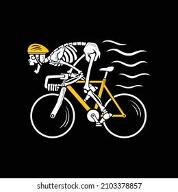 Illustration of skull riding a road bike