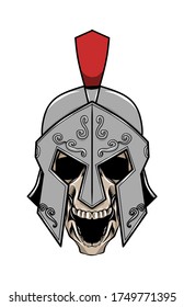 illustration of skull of roman warrior logo